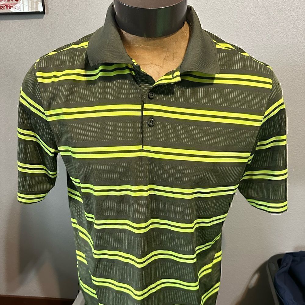 Under Armour Mens Large HeatGear Green/Yellow Short Sleeve Polo